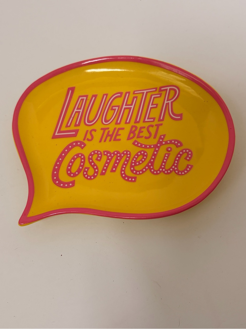 Benefit Yellow Trinket Dish with Pink Logo